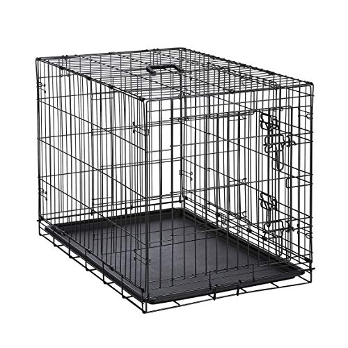 AmazonBasics - Jaula plegable de metal para mascota (dos puertas, 91 cm largo)