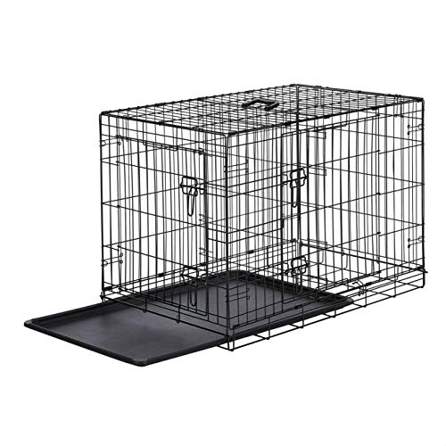 AmazonBasics - Jaula plegable de metal para mascota (dos puertas, 91 cm largo)