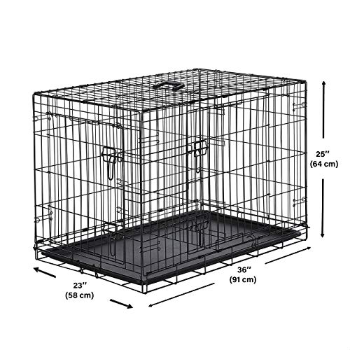 AmazonBasics - Jaula plegable de metal para mascota (dos puertas, 91 cm largo)