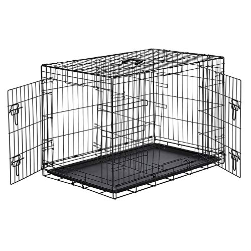 AmazonBasics - Jaula plegable de metal para mascota (dos puertas, 91 cm largo)