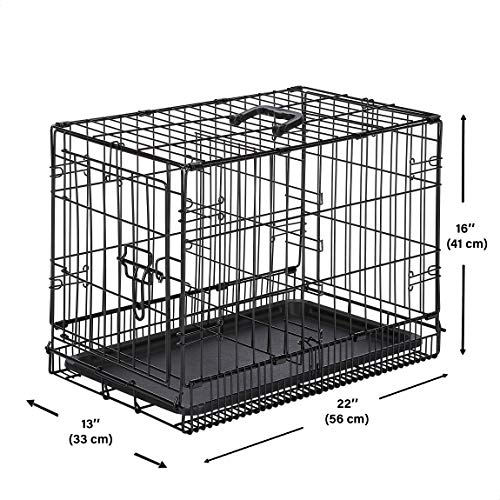 AmazonBasics - Jaula plegable de metal para mascota (una puerta, 56 cm largo)