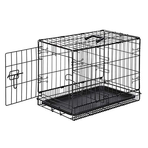 AmazonBasics - Jaula plegable de metal para mascota (una puerta, 56 cm largo)