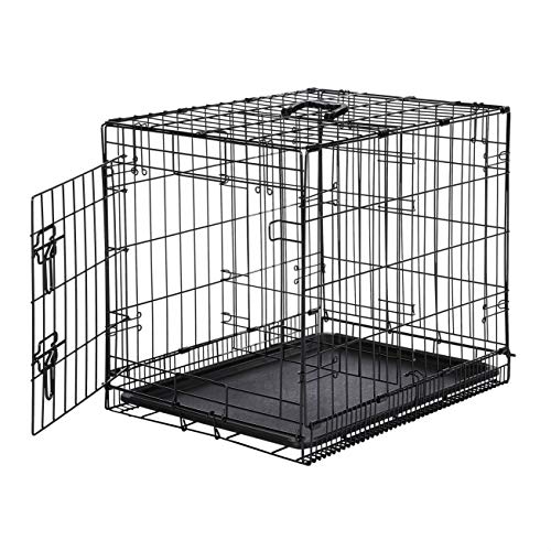 AmazonBasics - Jaula plegable de metal para mascota (una puerta, 61 cm largo)