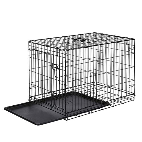 AmazonBasics - Jaula plegable de metal para mascota (una puerta, 91 cm largo)