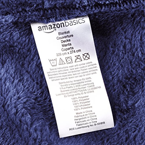 AmazonBasics - Manta, de suave felpa - 168 x 229cm - azul marino