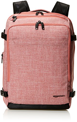 AmazonBasics - Mochila compacta de viaje, Rojo, para viajes de fin de semana