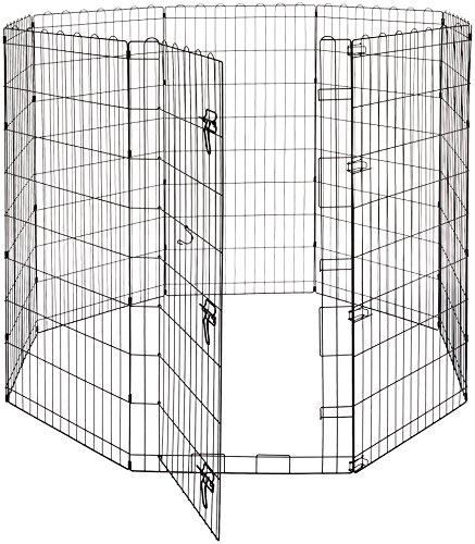 AmazonBasics - Parque de juegos y ejercicios para mascotas, paneles de valla metálica, plegable, 152,4 x 152,4 x 121,9 cm