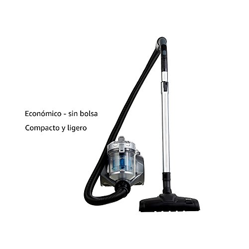 AmazonBasics – Potente aspirador de cilindro sin bolsa, para suelos duros y alfombras, filtro HEPA, compacto y ligero, 700 W, 1,5 l (UE)