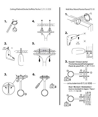AmazonBasics - Set de 2 soportes ajustables de techo - Níquel