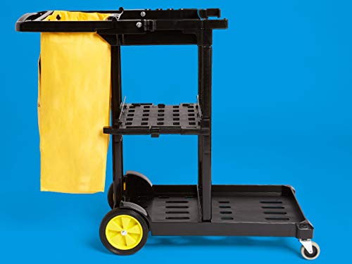 AmazonCommercial - Carro de limpieza con bolsa con cremallera y 2 estantes