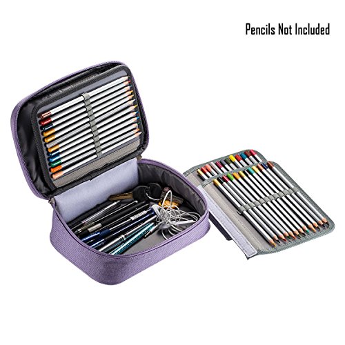 AMGOMH Estuches, 72 ranuras portalápices Caja de lápiz de Estudiantes Organizador Estuche Escolar de caso lapices de colores lápiz bolsa de arte dibujo Estuches Escolares Pencil Case (Púrpura)