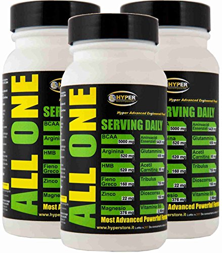 Aminoácidos Masa Muscular BCAA Esencial 3 BOX x 200 Comprimidos 260 gr Con: Glutamina Arginina HMB Acetil Carnitina Tribulus Dioscorrea Heno griego Recuperación Fuerza Energética ALL ONE