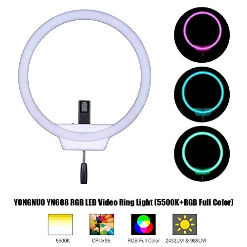 Amio RGB LED de luz de vídeo Fotografía de vídeo de Llamada Luz 5500K + RGB a Todo Color con el regulador Remoto for Selfie vídeo en Directo Fotografía Foto Luz (Color : White, Size : One Size)