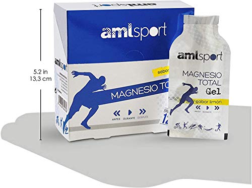 AMLsport - Magnesio total – 12 sobres de 20 ml (sabor limón) disminuye el cansancio y la fatiga, mejora el funcionamiento de músculos, huesos y sistema nervioso. Apto para veganos.
