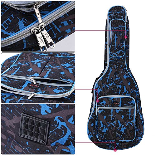 ammoon® 600D Resistente al Agua Oxford Tela Doble Cosido Correas Acolchadas Gig Bag Estuche Portátil para 41Inchs Guitarra Acústica folk Clásica Camuflaje Azul