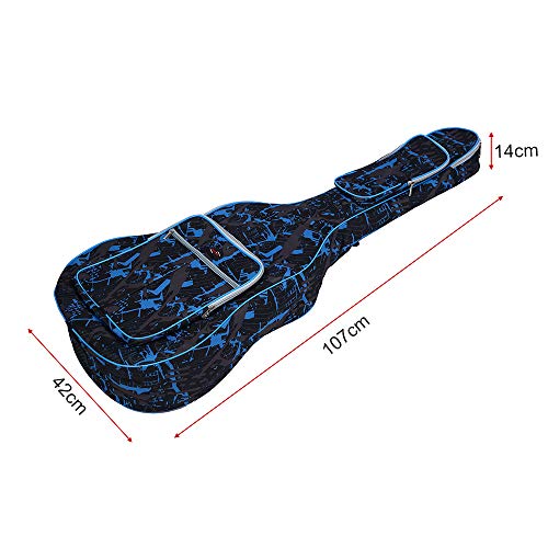 ammoon® 600D Resistente al Agua Oxford Tela Doble Cosido Correas Acolchadas Gig Bag Estuche Portátil para 41Inchs Guitarra Acústica folk Clásica Camuflaje Azul