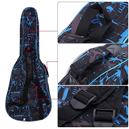 ammoon® 600D Resistente al Agua Oxford Tela Doble Cosido Correas Acolchadas Gig Bag Estuche Portátil para 41Inchs Guitarra Acústica folk Clásica Camuflaje Azul