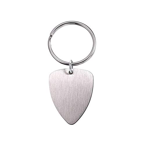 Amody Llavero de Acero Inoxidable Plata Guitarra Pick Grabado Always with You para Mujeres Hombres Llaveros Regalos