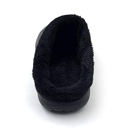 AMOJI Zuecos con Forro de Invierno Zapatos de jardín de Piel Forro de vellón Zapatillas de Forro de Ferry Zapatos cálidos para el hogar Habitación Forro difuso Hombres Mujeres Negro 1534 Talla 37 EU