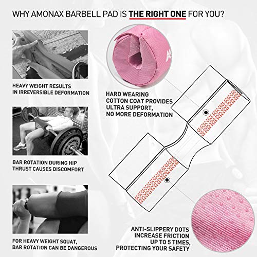 Amonax Almohadilla Barra Gimnasio Protector, Cuello y Hombros protección Almohadilla para Sentadillas y Empuje de Cadera, para Ejercicios en casa y en el Gimnasio, Entrenamiento de Fuerza y Pesas