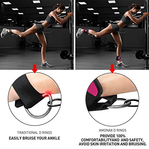 Amonax Tobillera para polea (Acolchado) para piernas y Tobillos, 2 Piezas Correas Tobillos Gym Cable maquinas, Gimnasio, Fitness - Mujeres y Hombres