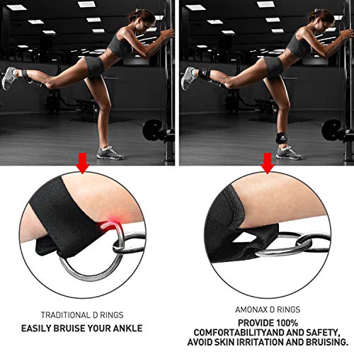 Amonax tobillera para polea (acolchado) para piernas y tobillos, 2 piezas correas tobillos gym cable maquinas, gimnasio, fitness - mujeres y hombres