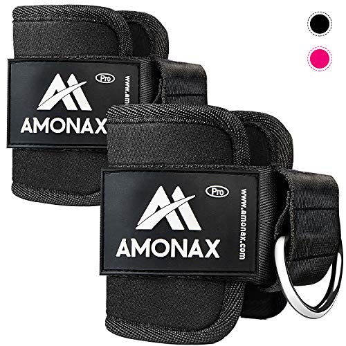 Amonax tobillera para polea (acolchado) para piernas y tobillos, 2 piezas correas tobillos gym cable maquinas, gimnasio, fitness - mujeres y hombres