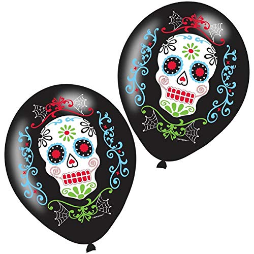 Amscan 9901175 - Globos de látex con calavera, diseño de calavera, 6 unidades