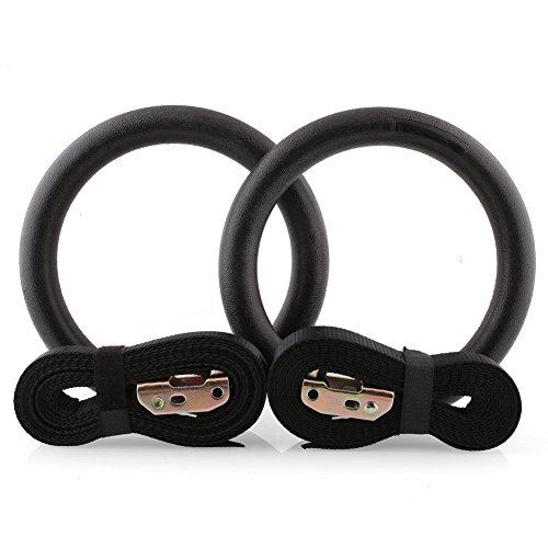 Amzdeal Anillos de Gimnasia Olímpico Anillos de Gimnasia ABS Profesional con Hebillas Ajustables para Entrenamiento (capacidad de carga es de 400kg-Un Par)