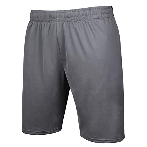 AMZSPORT Pantalón Corto Deporte Hombre Pantalones Cortos Running con Bolsillo con Cremallera, Gris XL