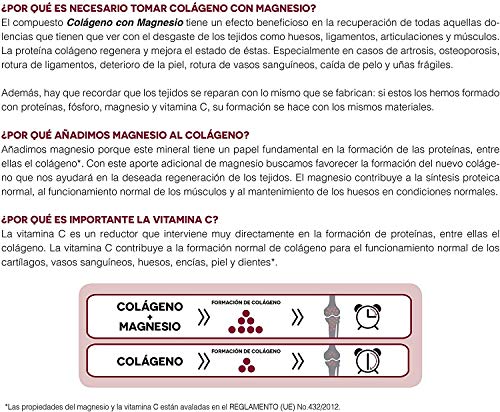 Ana Maria Lajusticia - Colágeno con magnesio y vit c – 350 gramos (sabor fresa) articulaciones fuertes y piel tersa. Regenerador de tejidos con colágeno hidrolizado tipo 1 y 2. Envase para 46 días.