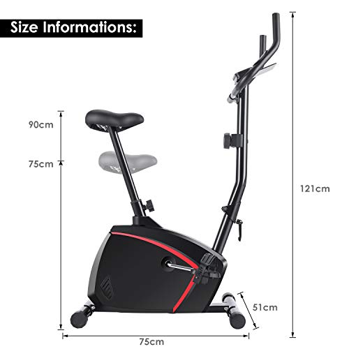 Ancheer Bicicleta de Fitness Vertical 10 Niveles de Resistencia Magnética, Bicicleta Estática con Pantalla LCD, Soporte para Movil iPad, Mango de Impulso, Carga Máxima: 120KG (Negro)