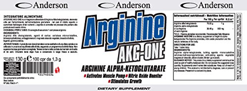 Anderson Arginine Akg-One Suplemento Alimenticio de Arginina Alfa Cetoglutarato - 100 Cápsulas