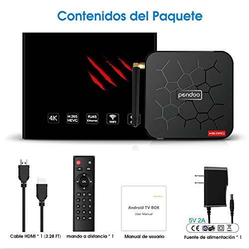 Android 9.0 TV Box 【4GB RAM+32GB ROM】 Android TV Box, Dual-WiFi 2.4GHz / 5GHz H6 Bluetooth Quad Core 64 bits 3D / 4K Full HD / H.265 / USB3.0 Android Smart TV Box Pendoo