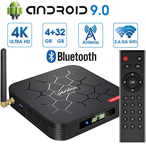 Android 9.0 TV Box 【4GB RAM+32GB ROM】 Android TV Box, Dual-WiFi 2.4GHz / 5GHz H6 Bluetooth Quad Core 64 bits 3D / 4K Full HD / H.265 / USB3.0 Android Smart TV Box Pendoo