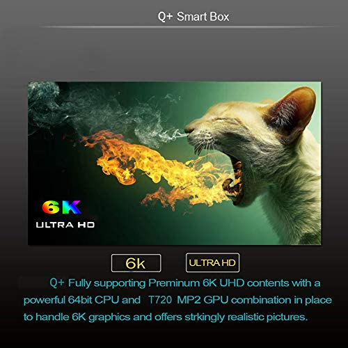 Android 9.0 TV Box, Q Plus Smart Android Box con Allwinner H6 Quad-Core 64 bit Arm Corter-A53 CPU 4 GB RAM 32 GB di RAM Mali T720 GPU supporta 4K 6K Risoluzione 2.4GHz WiFi 100M LAN Enternet