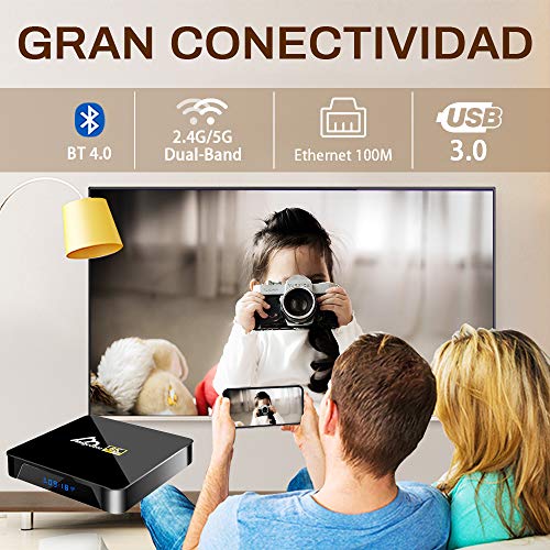 Android TV Box 10, 4GB 64GB TV Box Compatible con 8K 4K 3D, Amlogic s905x3 Dual-WiFi 2.4g / 5g Smart TV Box con Mini Control Remoto de Voz