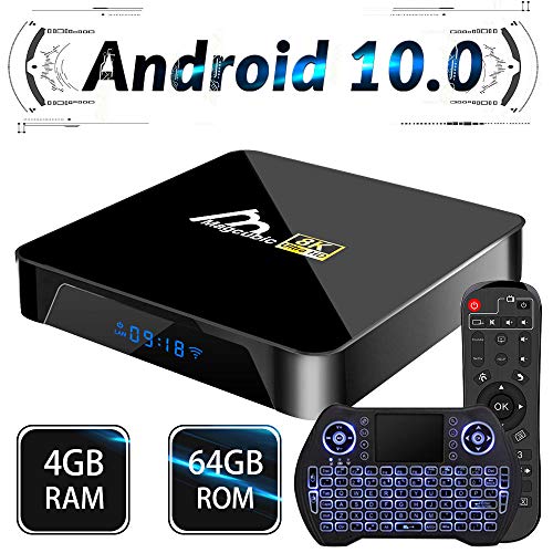 Android TV Box 10, 4GB 64GB TV Box Compatible con 8K 4K 3D, Amlogic s905x3 Dual-WiFi 2.4g / 5g Smart TV Box con Mini Control Remoto de Voz