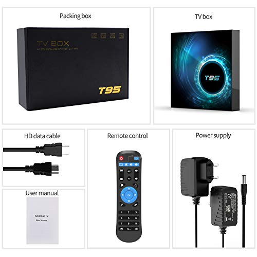 Android TV Box, TUREWELL T95 Android 10.0 Allwinner H616 Quadcore 4GB RAM 32GB ROM Mali-G31 MP2 GPU Soporte 6K 3D 1080P 2.4/5.0GHz WiFi 10/100M Ethernet BT 5.0 DLNA HDMI 2.0 H.265 Smart TV Box