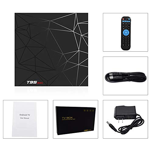 Android TV Box，T95 MAX Android 9.0 TV Box 4GB RAM/32GB ROM H6 Quad-Core Soporte 2.4Ghz WiFi 6K HDMI DLNA 3D Smart TV Box