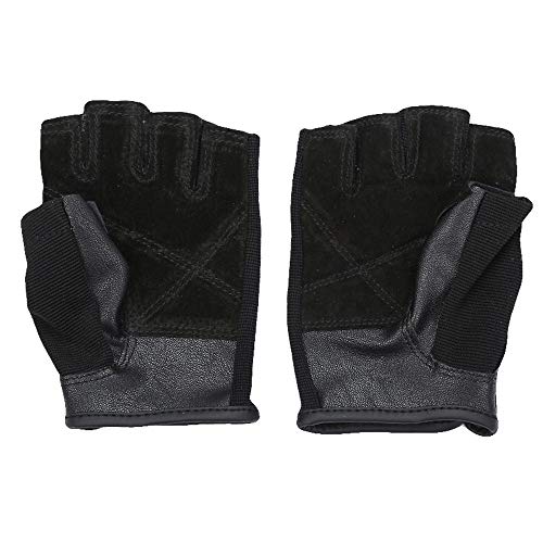 AndyJerzy Guantes de Gimnasio Guantes de la Aptitud Unisex PolyesterStitching Fitness Equipment Palma Malla de Tela y Cuero PU para Pull Ups, Cross Training, Fitness, WODs y Lev