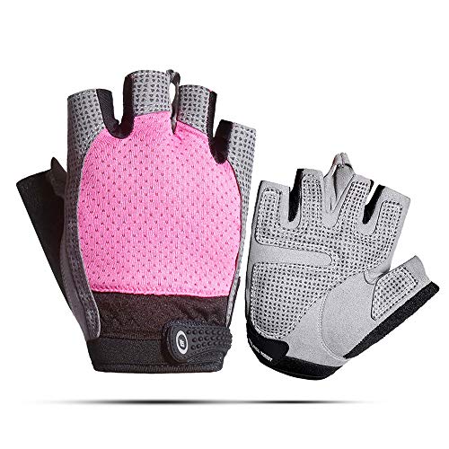 AndyJerzy Guantes de Gimnasio Unisex Pesas Aptitud Respirable del Verano Medio Dedo Guantes Guantes del Dedo de Ciclo al Aire Libre Cortos para Pull Ups, Cross Training, Fitness, WODs y Lev