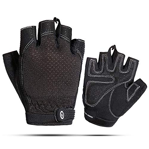 AndyJerzy Guantes de Gimnasio Unisex Pesas Aptitud Respirable del Verano Medio Dedo Guantes Guantes del Dedo de Ciclo al Aire Libre Cortos para Pull Ups, Cross Training, Fitness, WODs y Lev