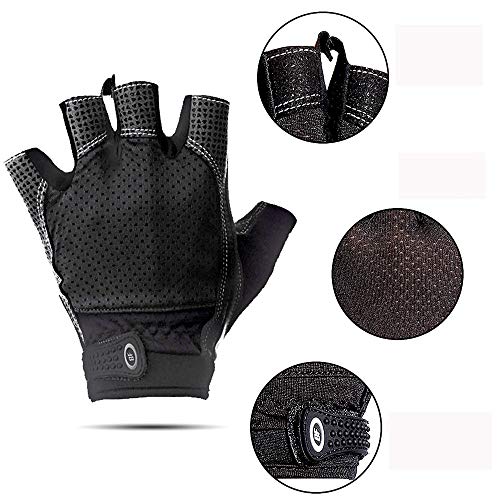 AndyJerzy Guantes de Gimnasio Unisex Pesas Aptitud Respirable del Verano Medio Dedo Guantes Guantes del Dedo de Ciclo al Aire Libre Cortos para Pull Ups, Cross Training, Fitness, WODs y Lev