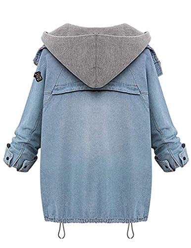 angelwing Mujers 2 Piezas Abrigo Denim Encapuchada Chaqueta de Mezclilla y Chaleco con Capucha Capa otoño Invierno Outwear