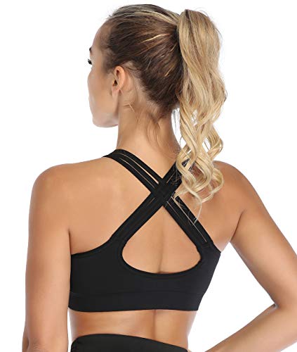 ANGOOL Sujetador Deportivo Cruzados Espalda Almohadillas Extraíbles Yoga Run Bra para Mujer