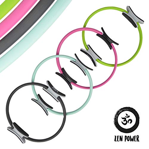 Anillo de pilates/de yoga ZenPower - dispositivo de entrenamiento para un entramiento de fuerza y resistencia eficaz, Anillo con un diámetro de 38cm - Color: negro