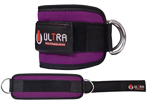 Anillo tobillero para ejercicios con correa, ideal para trabajar músculos con poleas de gimnasio, entrenamiento de glúteos, para ejercitar el tren inferior con máquinas y mejorar la fuerza, de Ultra Fitness, morado