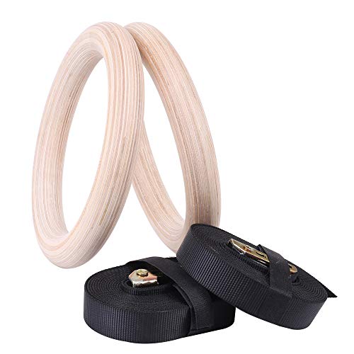 Anillos De Madera Para Gimnasia 1500lbs / 992lbs Con Hebilla De Leva Ajustable 14.76ft Correas Largas Anillos De Ejercicio Anillos De Entrenamiento Antideslizantes Gimnasio En Casa Entrenamiento