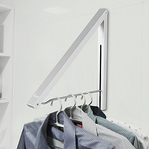 Anjuer Perchero de Pared Aluminio Percha Plegable para Ahorrar Espacio Plata